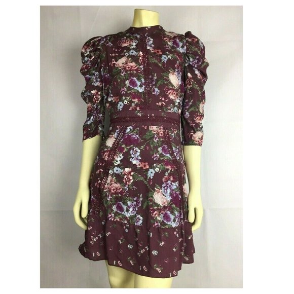 Coco Jaimeson Dress Flare A-Line Small Lace 3/4 Sleeve Mauve French Styl… - Picture 3 of 9